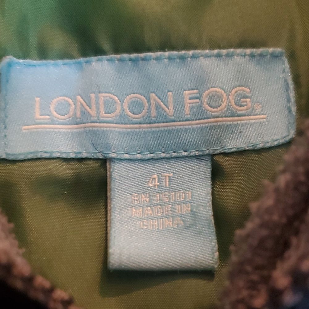 London Fog 4T Navy and Green Hooded Winter Coat - Picture 2 of 6